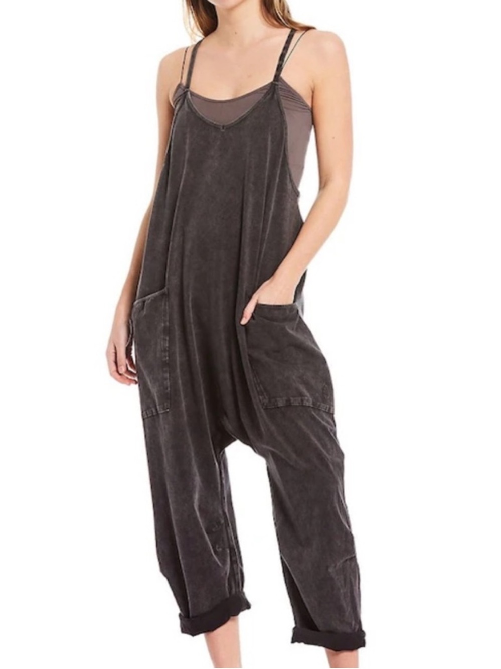 Free People Hot Shot Onesie Charcoal Heather Size Medium - Picture 2 of 10
